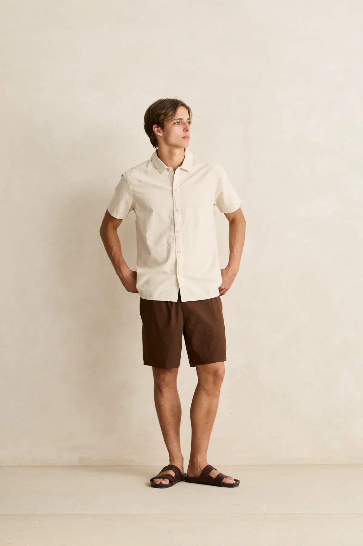 Rhythm Mens Rhythm Mens Classic Linen SS Shirt - Sand Rhythm Mens Classic Linen SS Shirt - Sand Splash Swimwear Mens Shirt