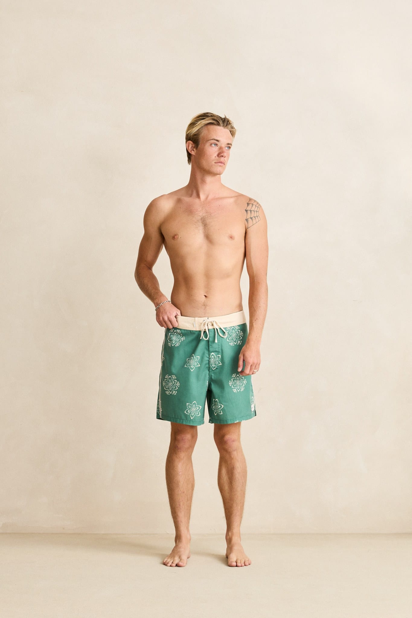 Rhythm Mens Rhythm Mens Doily Heritage Trunk - Pine Rhythm Mens Doily Heritage Trunk Pine Splash Swimwear Boardshorts