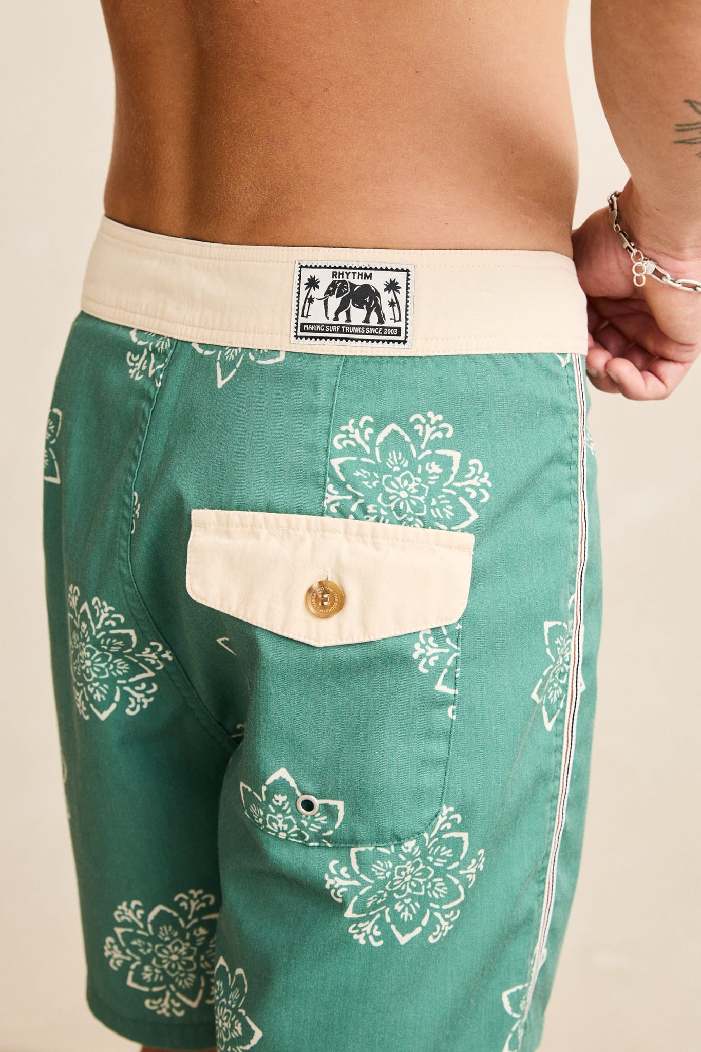 Rhythm Mens Rhythm Mens Doily Heritage Trunk - Pine Rhythm Mens Doily Heritage Trunk Pine Splash Swimwear Boardshorts