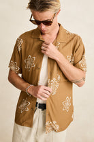 Rhythm Mens Rhythm Mens Doily SS Shirt - Oak Rhythm Mens Doily SS Shirt Oak Splash Swimwear Mens Shirt