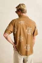 Rhythm Mens Rhythm Mens Doily SS Shirt - Oak Rhythm Mens Doily SS Shirt Oak Splash Swimwear Mens Shirt