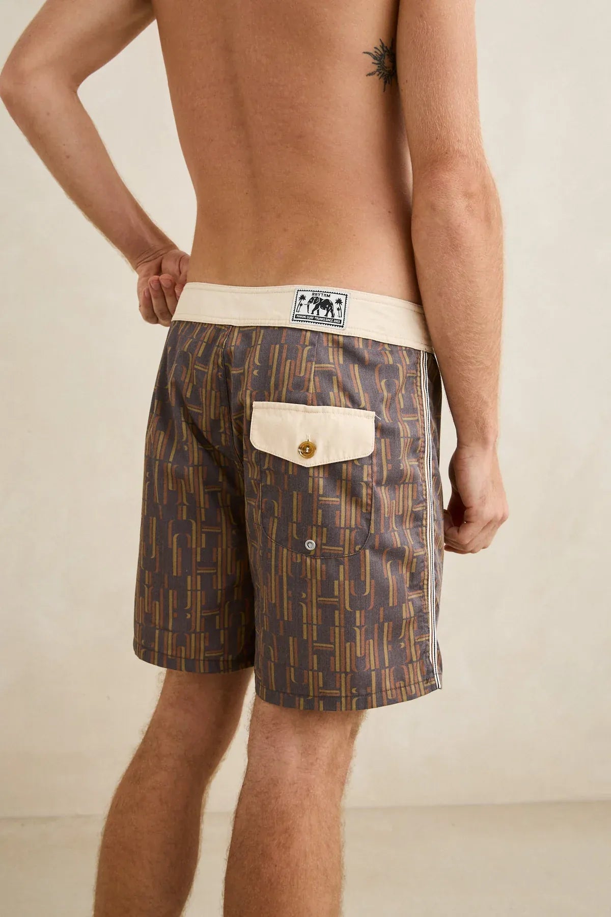 Rhythm Mens Rhythm Mens Heritage Blue Print Trunk - Coffee Rhythm Mens Heritage Blue Print Trunk - Coffee Splash Swimwear Mens Brief