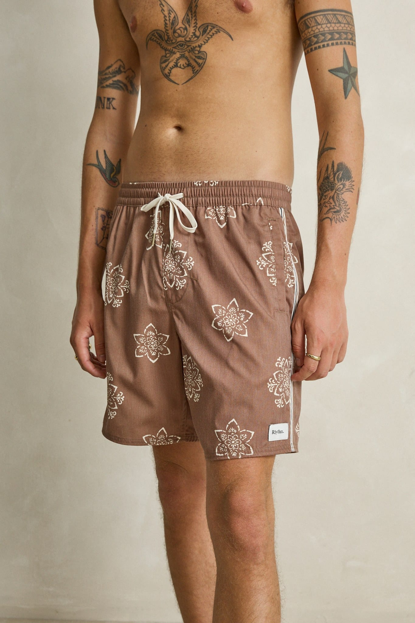 Rhythm Mens Rhythm Mens Heritage Doily Beach Short - Oak CD26M-JA03-OAK-30 Rhythm Mens Heritage Doily Beach Short Oak Splash Swimwear Mens Shorts 30 9360397466843