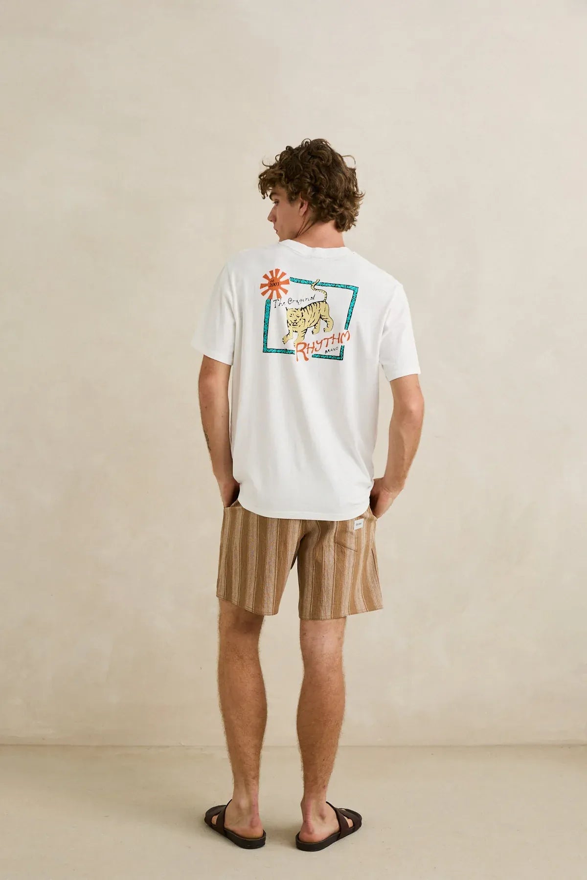 Rhythm Mens Rhythm Mens Jacquard Stripe Jam - Sand Rhythm Mens Jacquard Stripe Jam - Sand Splash Swimwear Mens Shorts