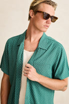 Rhythm Mens Rhythm Mens Linen Float Stitch SS Shirt - Pine Rhythm Mens Linen Float Stitch SS Shirt Pine Splash Swimwear Mens Shirt