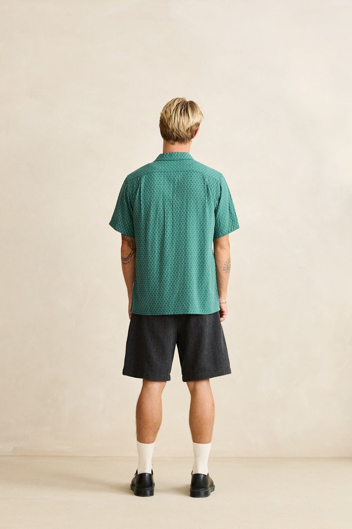 Rhythm Mens Rhythm Mens Linen Float Stitch SS Shirt - Pine Rhythm Mens Linen Float Stitch SS Shirt Pine Splash Swimwear Mens Shirt