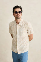 Rhythm Mens Rhythm Mens Lone Pine Stripe SS Shirt - Natural Rhythm Mens Lone Pine Stripe SS Shirt - Natural Splash Swimwear Mens Shirt
