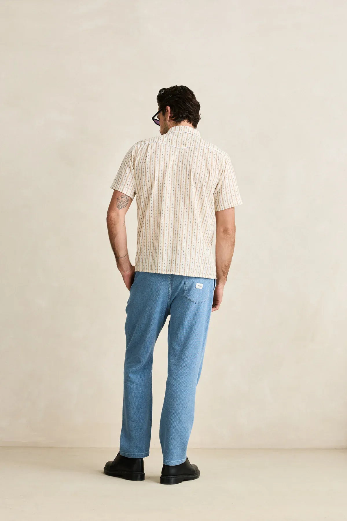 Rhythm Mens Rhythm Mens Lone Pine Stripe SS Shirt - Natural Rhythm Mens Lone Pine Stripe SS Shirt - Natural Splash Swimwear Mens Shirt