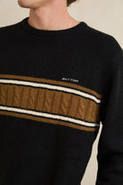 Rhythm Mens Rhythm Mens Mohair Stripe Knit - Black Rhythm Mens Mohair Stripe Knit - Black Splash Swimwear Mens Clothing