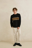 Rhythm Mens Rhythm Mens Mohair Stripe Knit - Black Rhythm Mens Mohair Stripe Knit - Black Splash Swimwear Mens Clothing