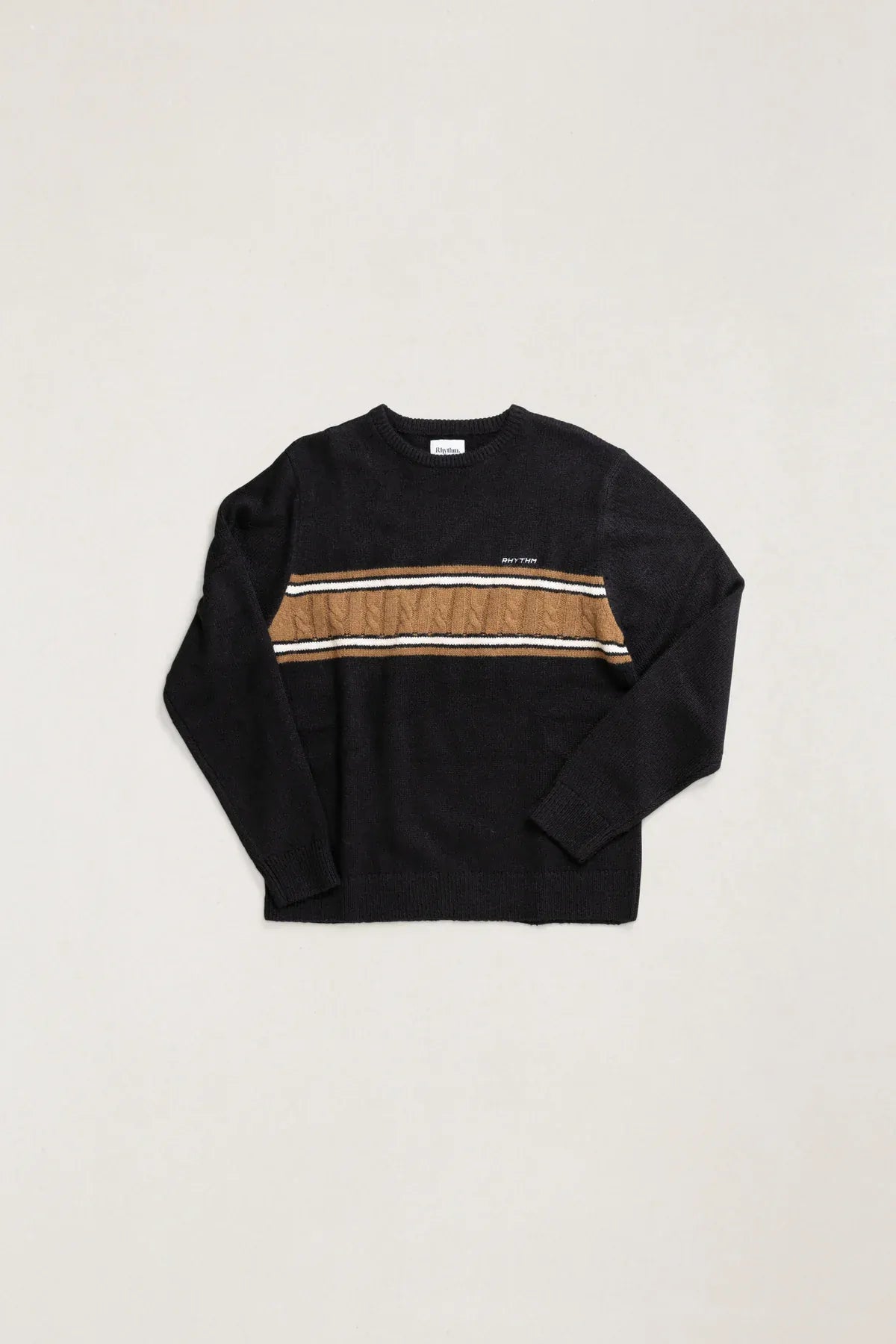 Rhythm Mens Rhythm Mens Mohair Stripe Knit - Black Rhythm Mens Mohair Stripe Knit - Black Splash Swimwear Mens Clothing