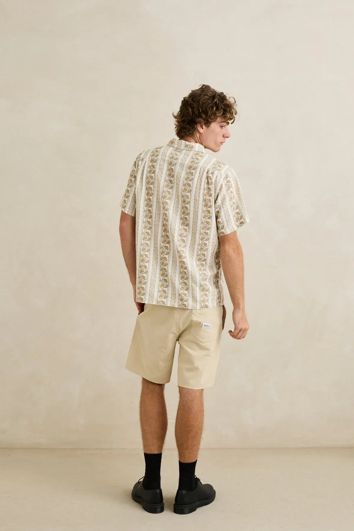 Rhythm Mens Rhythm Mens Paisley Stripe SS Shirt - Natural Rhythm Mens Paisley Stripe SS Shirt - Natural Splash Swimwear Mens Shirt