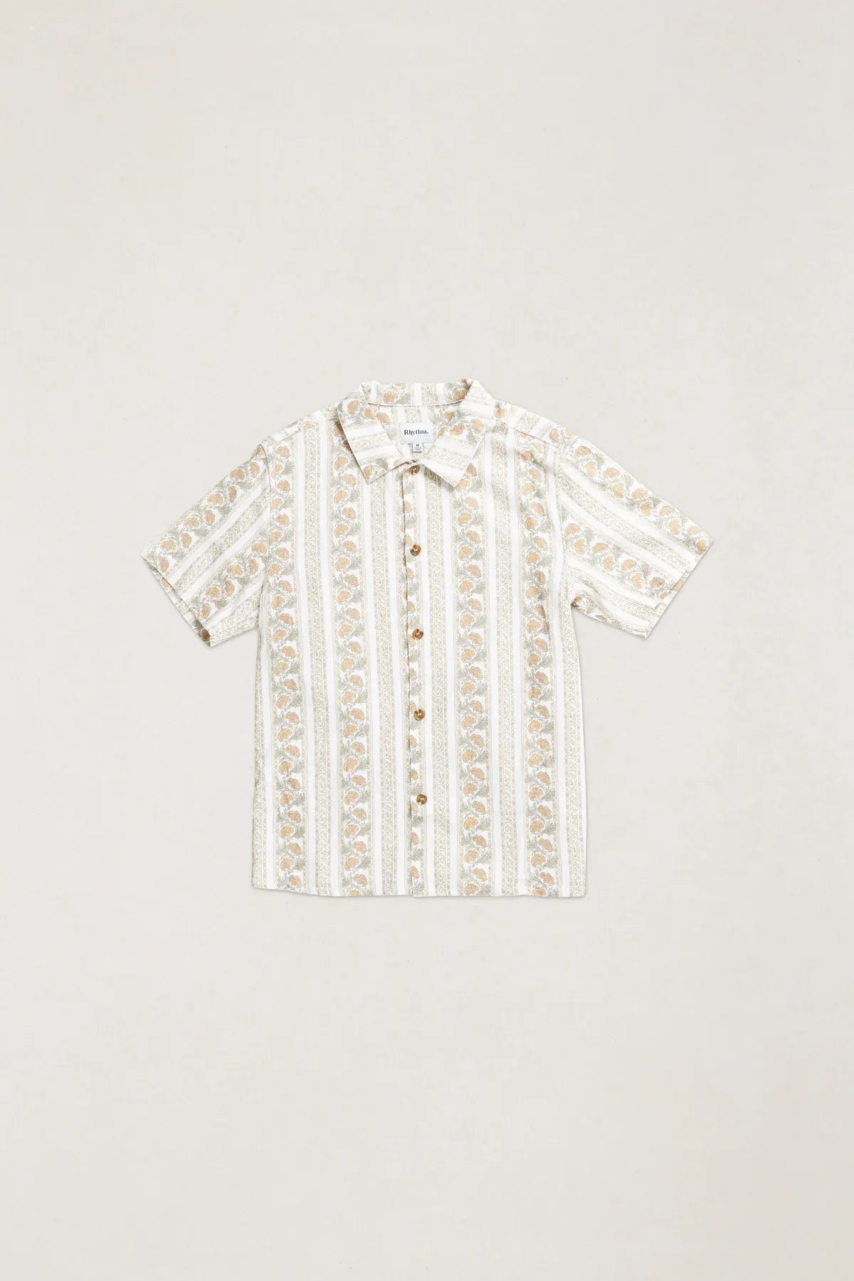 Rhythm Mens Rhythm Mens Paisley Stripe SS Shirt - Natural Rhythm Mens Paisley Stripe SS Shirt - Natural Splash Swimwear Mens Shirt