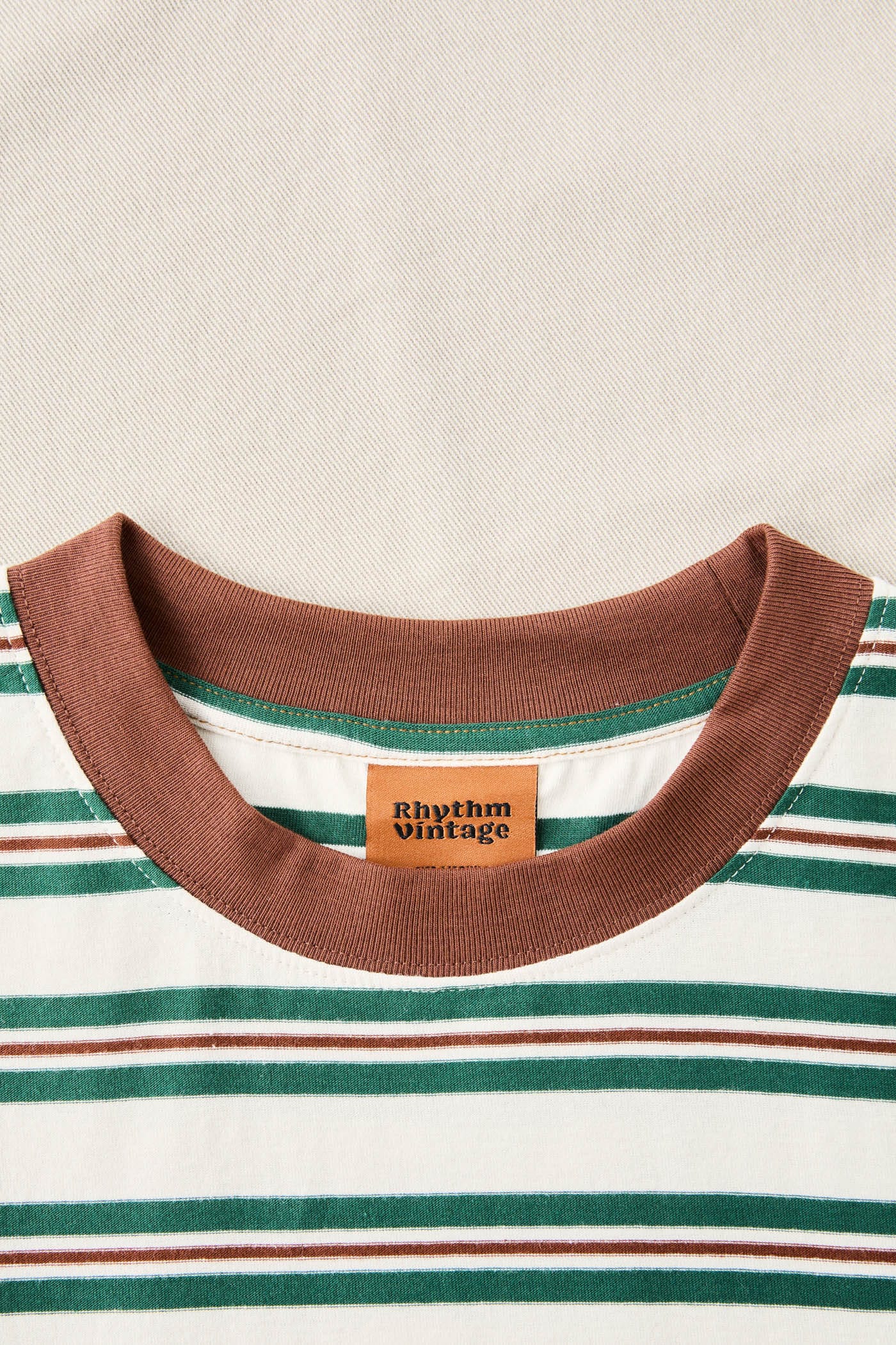 Rhythm Mens Rhythm Mens Peace Sun Vintage Stripe SS T-Shirt - White Rhythm Mens Peace Sun Vintage Stripe SS T-Shirt White Splash Swimwear Mens Tee