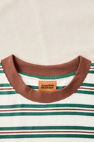 Rhythm Mens Rhythm Mens Peace Sun Vintage Stripe SS T-Shirt - White Rhythm Mens Peace Sun Vintage Stripe SS T-Shirt White Splash Swimwear Mens Tee