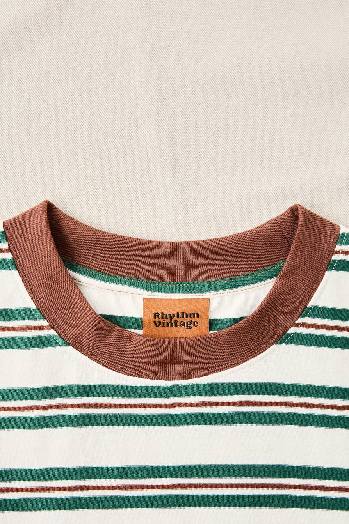 Rhythm Mens Rhythm Mens Peace Sun Vintage Stripe SS T-Shirt - White Rhythm Mens Peace Sun Vintage Stripe SS T-Shirt White Splash Swimwear Mens Tee