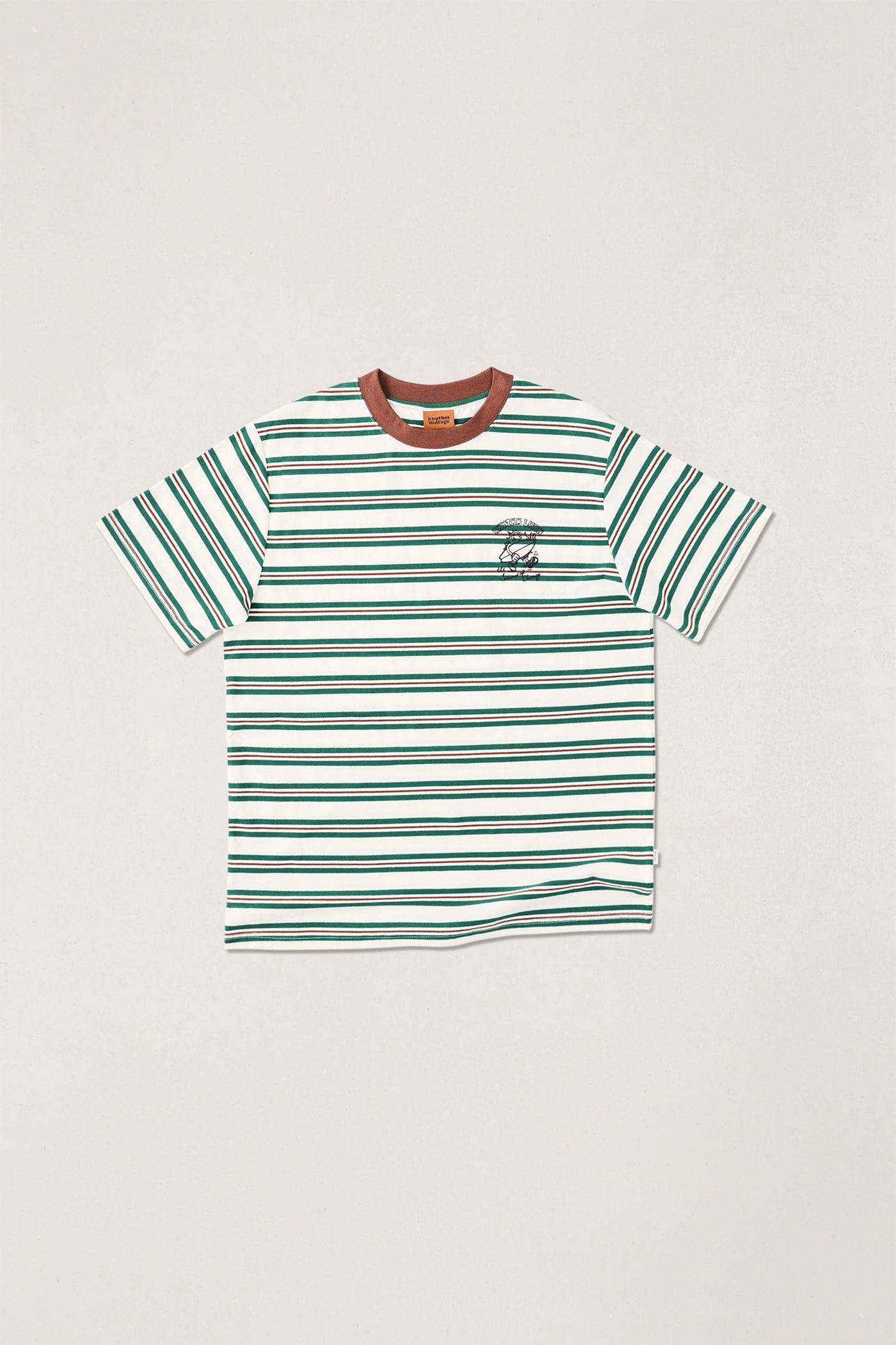 Rhythm Mens Rhythm Mens Peace Sun Vintage Stripe SS T-Shirt - White Rhythm Mens Peace Sun Vintage Stripe SS T-Shirt White Splash Swimwear Mens Tee