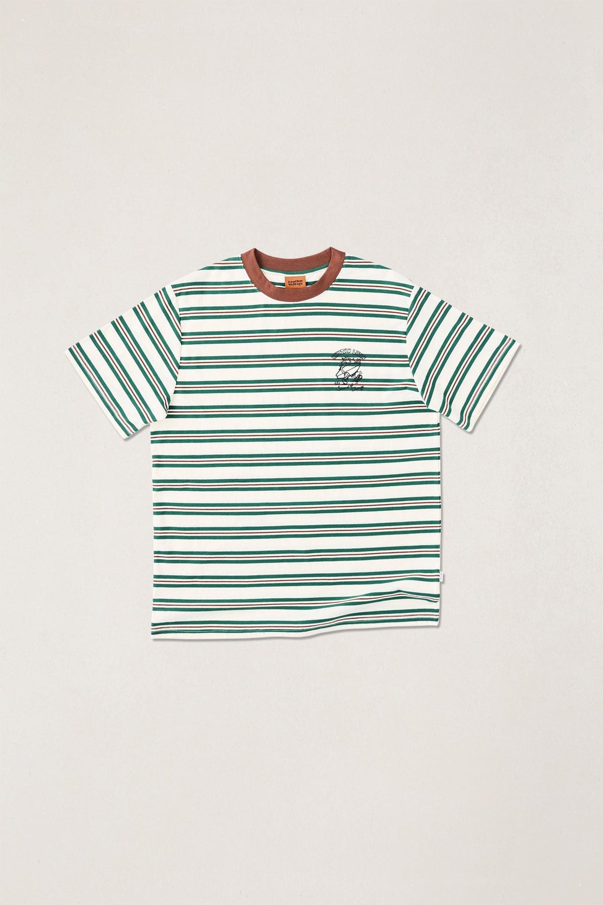 Rhythm Mens Rhythm Mens Peace Sun Vintage Stripe SS T-Shirt - White Rhythm Mens Peace Sun Vintage Stripe SS T-Shirt White Splash Swimwear Mens Tee