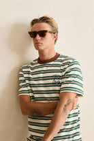Rhythm Mens Rhythm Mens Peace Sun Vintage Stripe SS T-Shirt - White CD25M-PT47-WHT-S Rhythm Mens Peace Sun Vintage Stripe SS T-Shirt White Splash Swimwear Mens Tee S 9360397407853