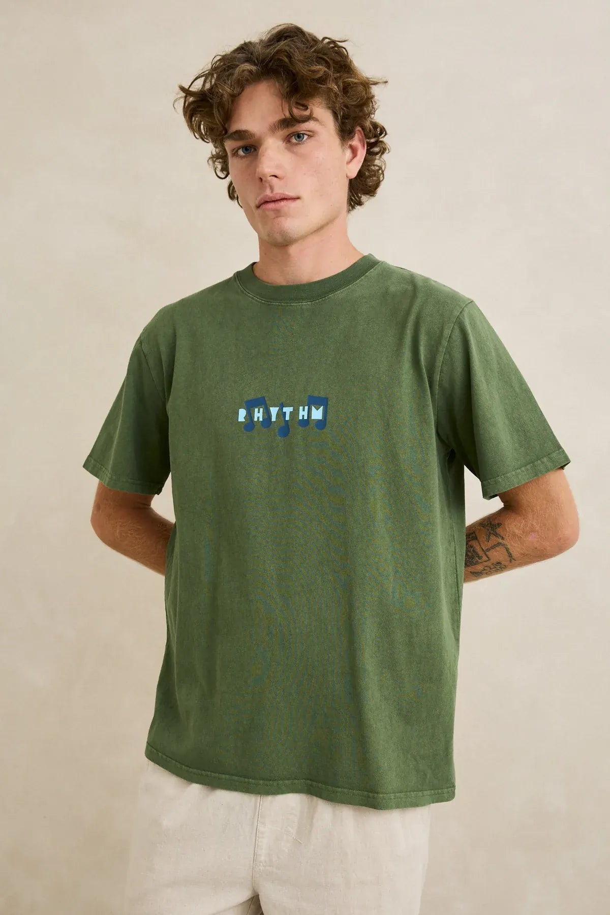 Rhythm Mens Rhythm Mens Radio Sounds Vintage SS T-shirt - Dill Rhythm Mens Radio Sounds Vintage SS T-shirt - Dill Splash Swimwear Mens Tee