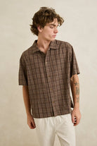 Rhythm Mens Rhythm Mens Relaxed Brady Check SS Shirt - Coffee Rhythm Mens Relaxed Brady Check SS Shirt - Coffee Splash Swimwear Mens Shirt