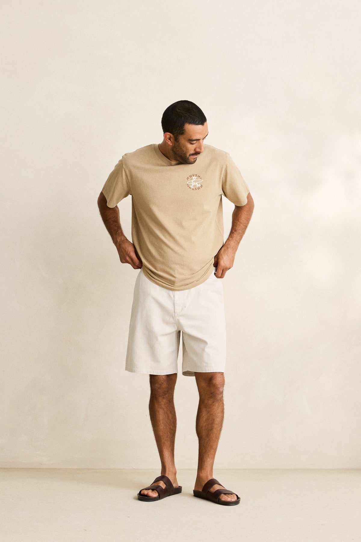 Rhythm Mens Rhythm Mens Relaxed Herringbone Short - Sand Rhythm Mens Relaxed Herringbone Short Sand Splash Swimwear Mens Shorts