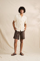 Rhythm Mens Rhythm Mens Rollie SS Shirt - Natural Rhythm Mens Rollie SS Shirt Natural Splash Swimwear Mens Shirt