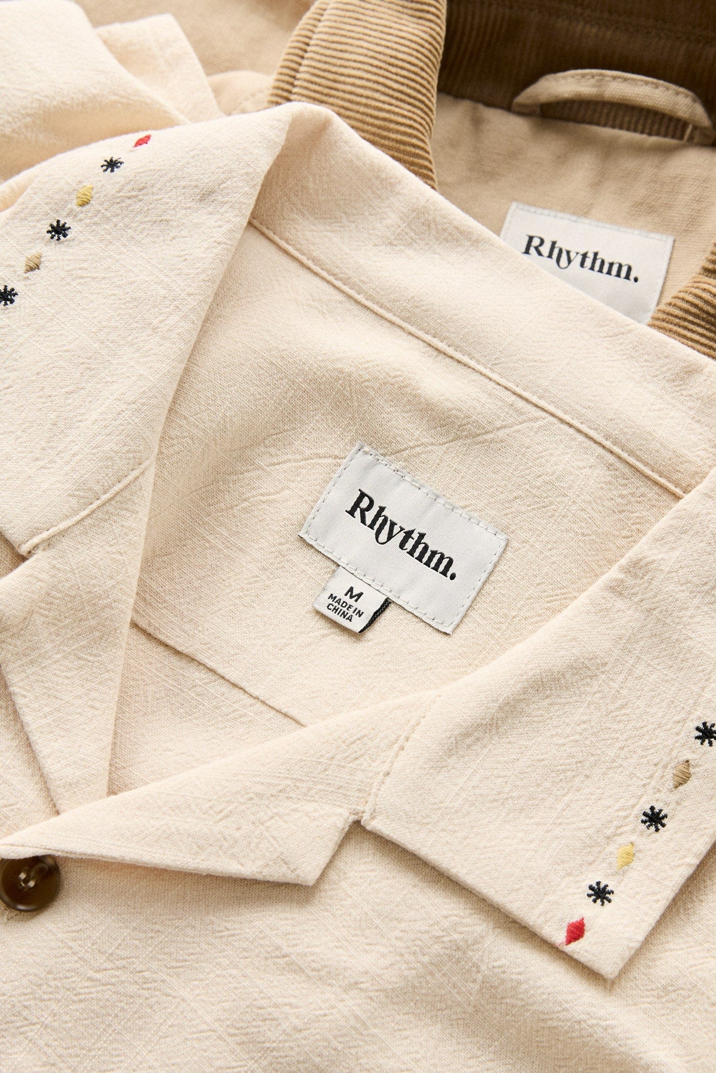 Rhythm Mens Rhythm Mens Rollie SS Shirt - Natural Rhythm Mens Rollie SS Shirt Natural Splash Swimwear Mens Shirt