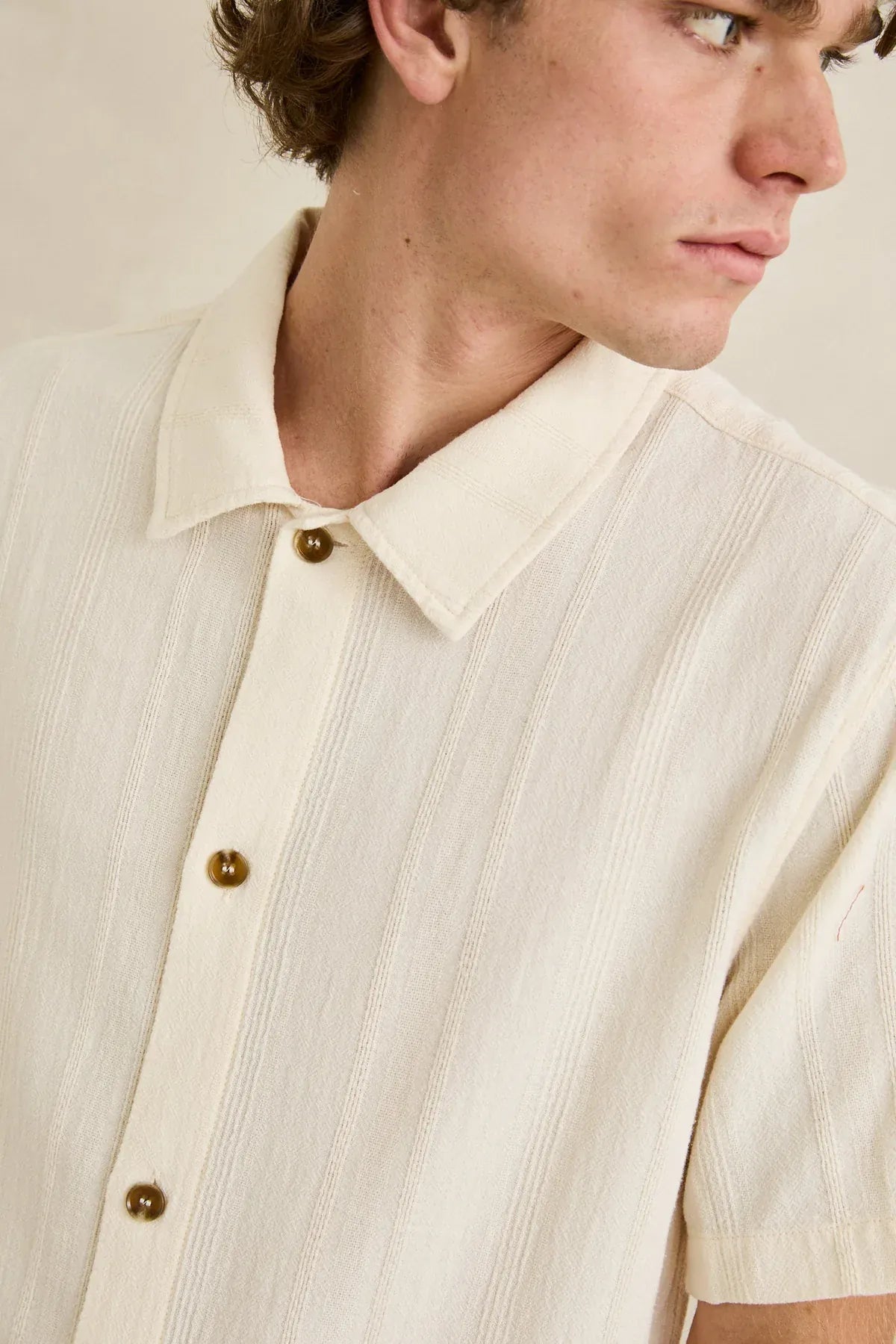 Rhythm Mens Rhythm Mens Sundown SS Shirt - Natural Rhythm Mens Sundown SS Shirt - Natural Splash Swimwear Mens Shirt