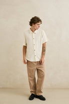 Rhythm Mens Rhythm Mens Sundown SS Shirt - Natural Rhythm Mens Sundown SS Shirt - Natural Splash Swimwear Mens Shirt
