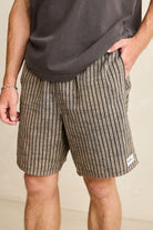Rhythm Mens Rhythm Mens Texture Stripe Jam - Natural Rhythm Mens Texture Stripe Jam Natural Splash Swimwear Mens Shorts