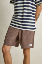 Rhythm Mens Rhythm Mens Textured Linen Jam - Chocolate CD26M-JA01-CHO-30 Rhythm Mens Textured Linen Jam Chocolate Splash Swimwear Mens Shorts 30 9360397466720
