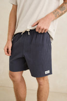 Rhythm Mens Rhythm Mens Textured Linen Jam - Navy Rhythm Mens Textured Linen Jam - Navy Splash Swimwear Mens Shorts