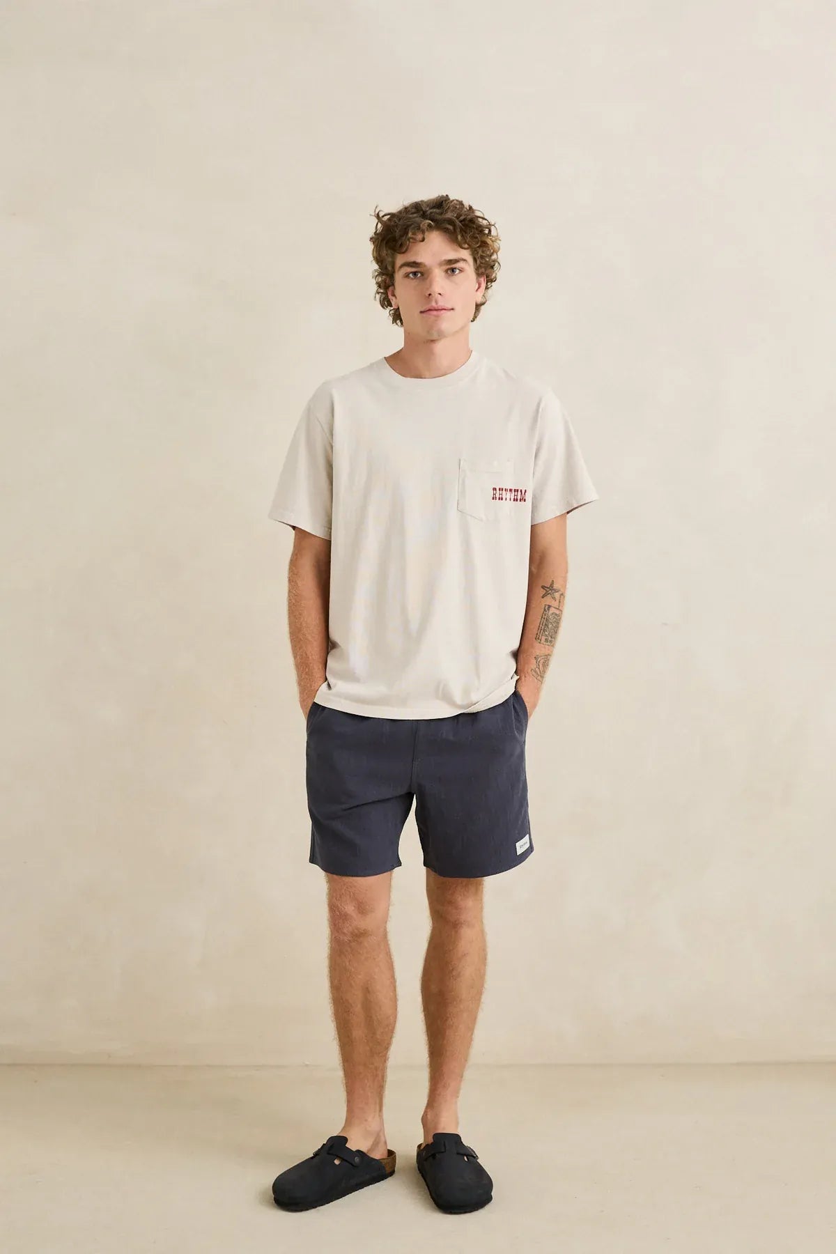 Rhythm Mens Rhythm Mens Textured Linen Jam - Navy Rhythm Mens Textured Linen Jam - Navy Splash Swimwear Mens Shorts