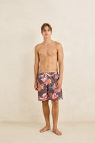 Rhythm Mens Rhythm Mens Tropical Floral Beach Short - Chocolate Rhythm Mens Tropical Floral Beach Short Chocolate Splash Swimwear Mens Shorts