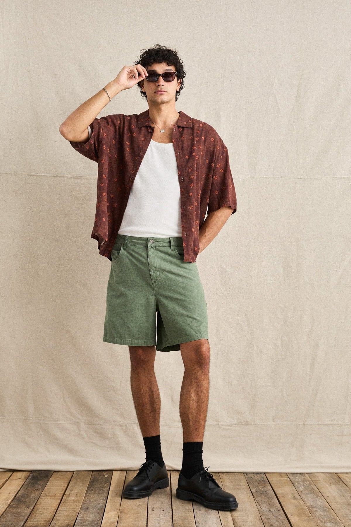 Rhythm Mens Rhythm Mens Ula Relaxed SS Shirt - Sienna CD25M-WT28-SIE-S Rhythm Mens Ula Relaxed SS Shirt Sienna Splash Swimwear Mens Shirt S 9360397332117