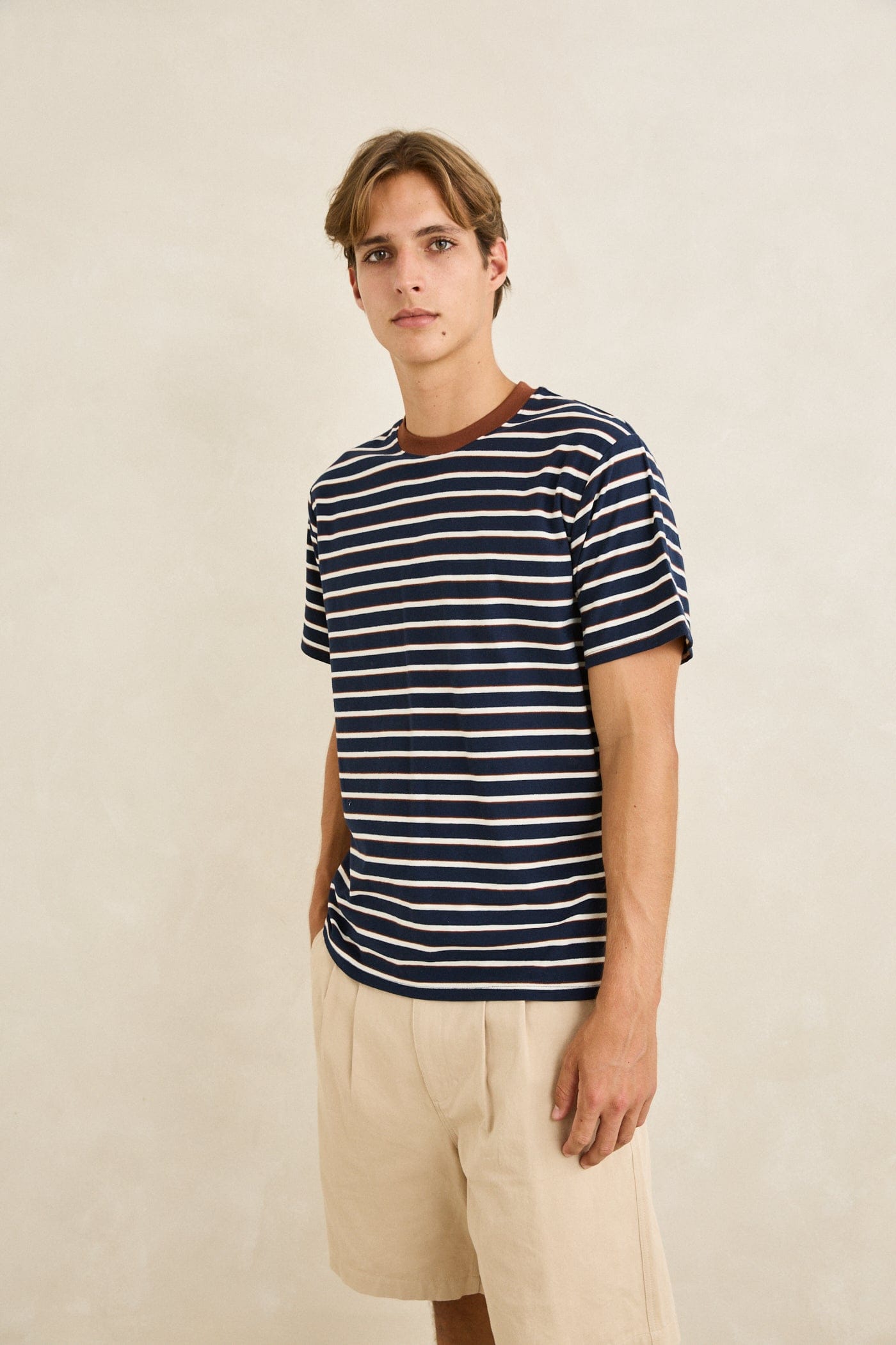 Rhythm Mens Rhythm Mens Vintage Stripe SS T-Shirt - Navy Rhythm Mens Vintage Stripe SS T-Shirt Navy Splash Swimwear Mens Tee