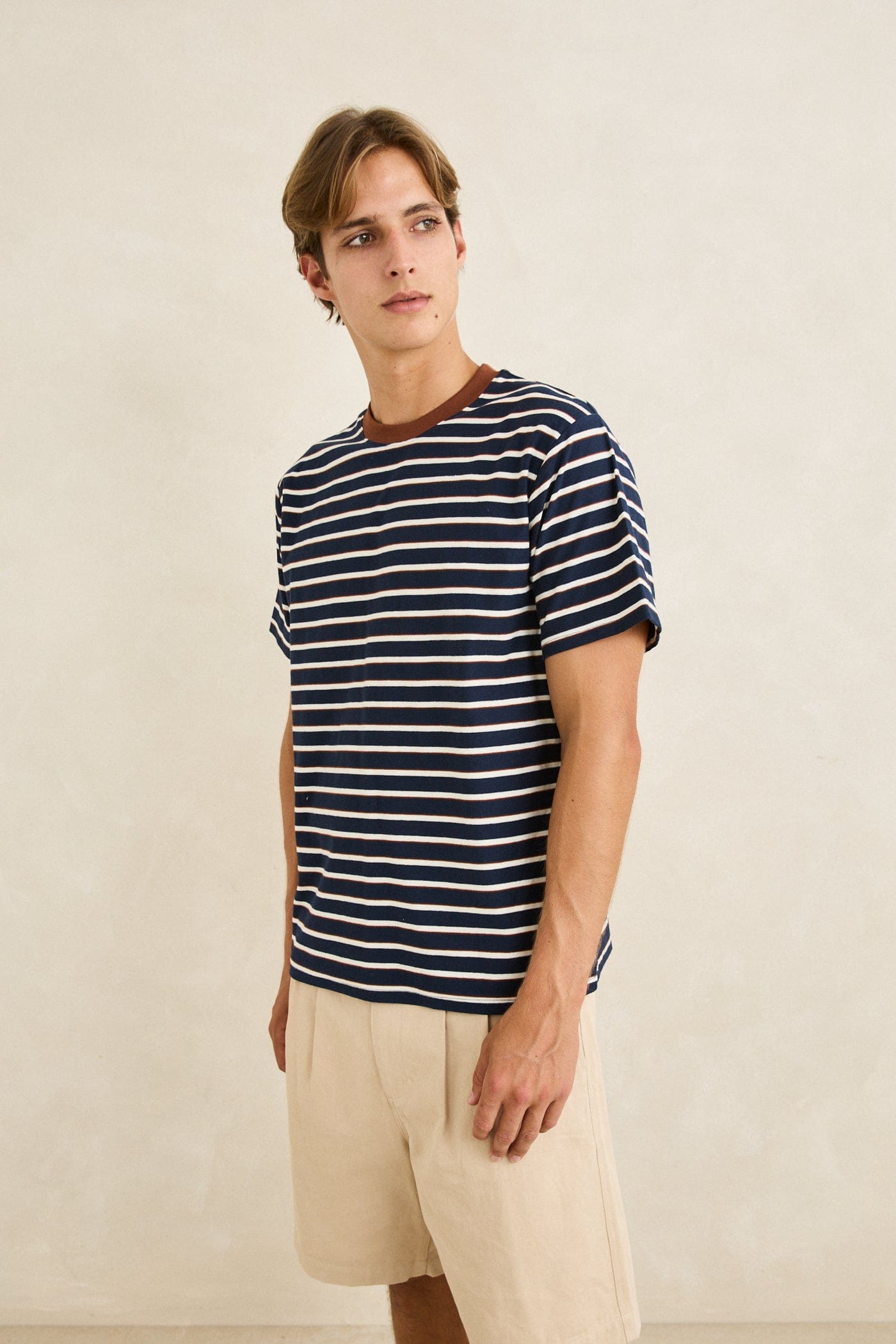 Rhythm Mens Rhythm Mens Vintage Stripe SS T-Shirt - Navy Rhythm Mens Vintage Stripe SS T-Shirt Navy Splash Swimwear Mens Tee