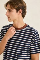 Rhythm Mens Rhythm Mens Vintage Stripe SS T-Shirt - Navy Rhythm Mens Vintage Stripe SS T-Shirt Navy Splash Swimwear Mens Tee