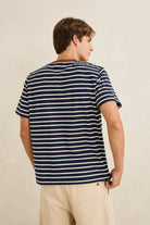 Rhythm Mens Rhythm Mens Vintage Stripe SS T-Shirt - Navy Rhythm Mens Vintage Stripe SS T-Shirt Navy Splash Swimwear Mens Tee
