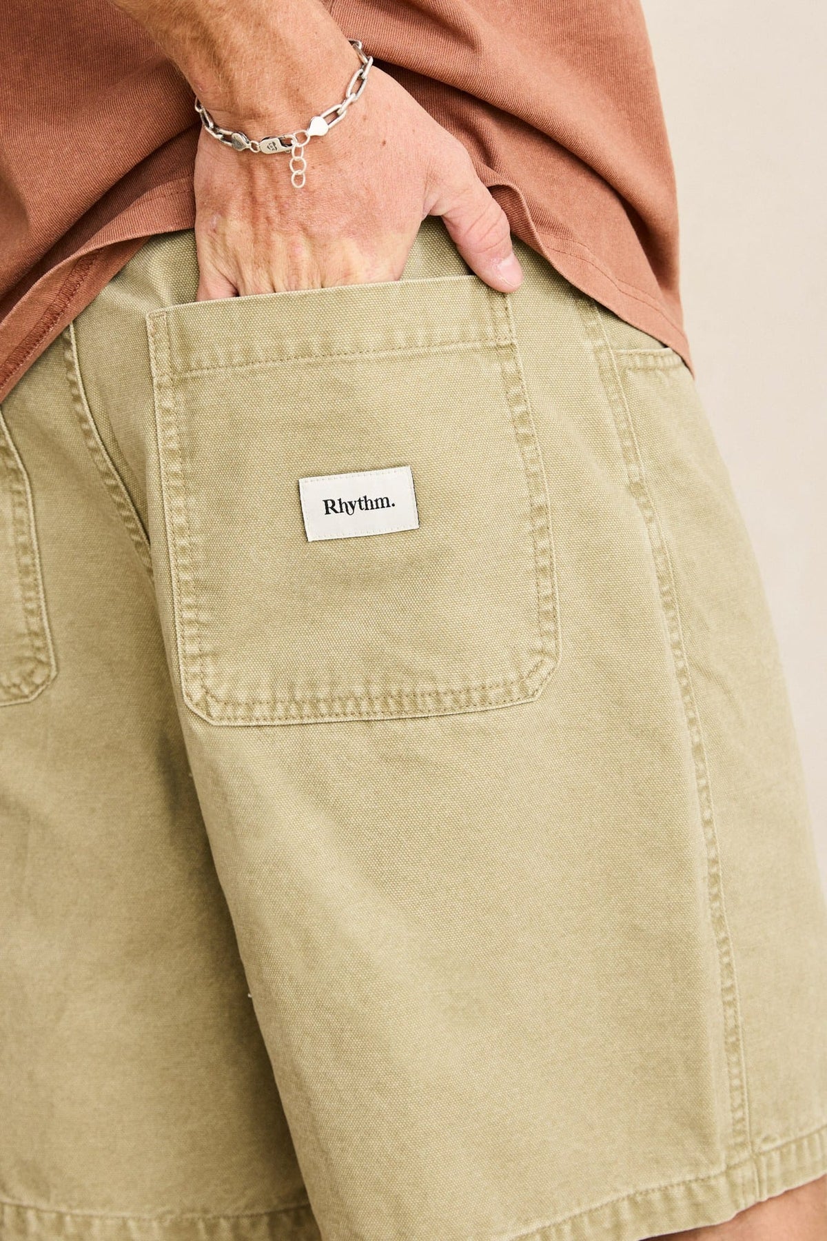 Rhythm Mens Rhythm Mens Washed Canvas Short - Beige Rhythm Mens Washed Canvas Short Beige Splash Swimwear Mens Shorts