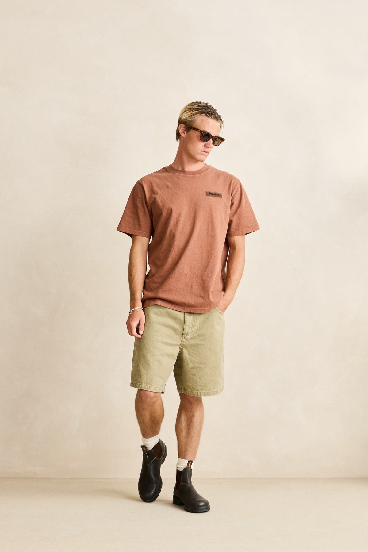 Rhythm Mens Rhythm Mens Washed Canvas Short - Beige Rhythm Mens Washed Canvas Short Beige Splash Swimwear Mens Shorts