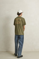 Rhythm Mens Rhythm Mens Worn Path SS T-Shirt - Olive Rhythm Mens Worn Path SS T-Shirt Olive Splash Swimwear Mens Tee