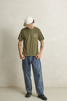 Rhythm Mens Rhythm Mens Worn Path SS T-Shirt - Olive Rhythm Mens Worn Path SS T-Shirt Olive Splash Swimwear Mens Tee
