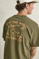 Rhythm Mens Rhythm Mens Worn Path SS T-Shirt - Olive Rhythm Mens Worn Path SS T-Shirt Olive Splash Swimwear Mens Tee
