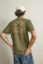 Rhythm Mens Rhythm Mens Worn Path SS T-Shirt - Olive Rhythm Mens Worn Path SS T-Shirt Olive Splash Swimwear Mens Tee