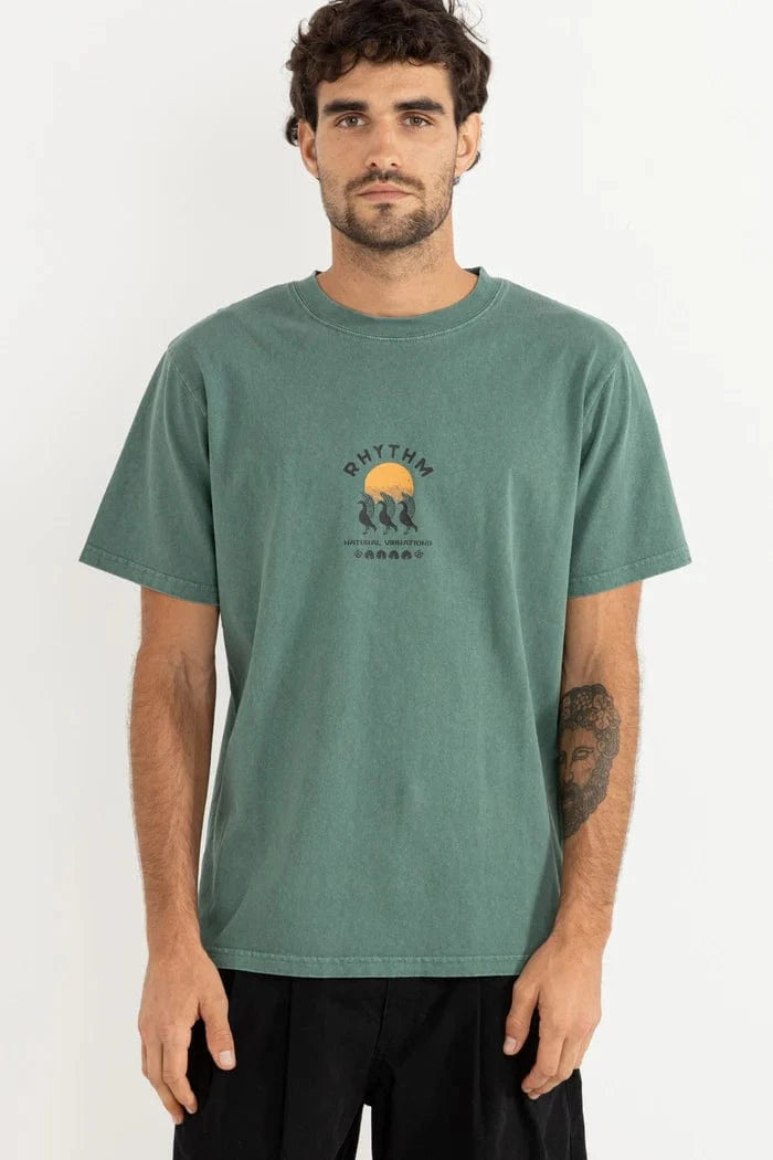 Rhythm Mens Rhythm Natural Vibrations Vintage SS T-Shirt - Vintage Green Rhythm Natural Vibrations Vintage SS T-Shirt - Vintage Green Splash Swimwear Mens
