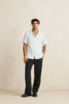 Rhythm Mens Rhythm Novelty Stripe SS Shirt - White Rhythm Novelty Stripe SS Shirt - White Splash Swimwear Mens Shirt