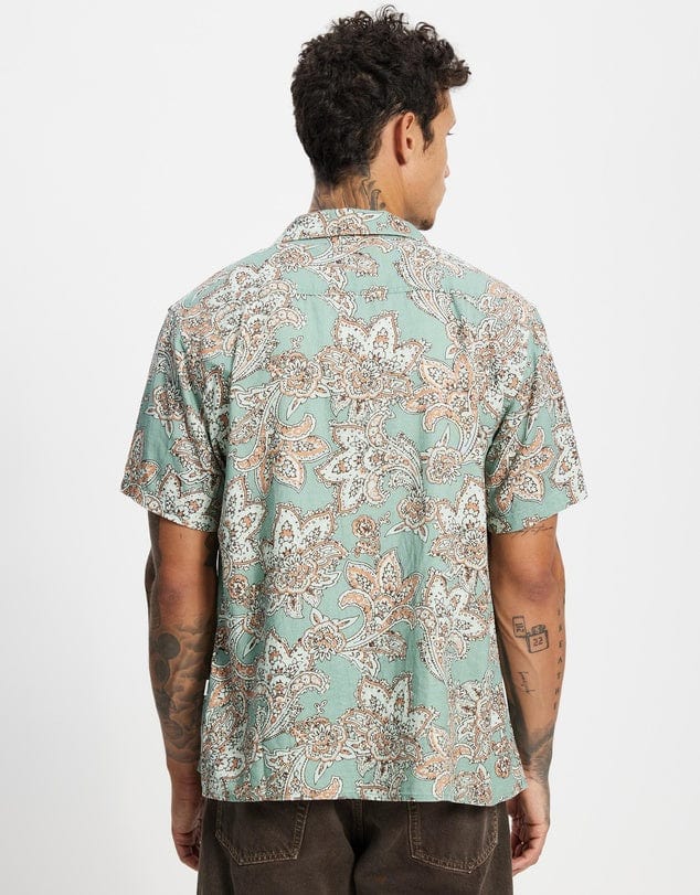 Rhythm Mens Rhythm Paisley SS Shirt - Green Tea Rhythm Paisley SS Shirt - Green Tea Splash Swimwear Mens