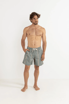 Rhythm Mens Rhythm Paisley Stripe Beach Short - Olive Rhythm Paisley Stripe Beach Short - Olive Splash Swimwear Mens